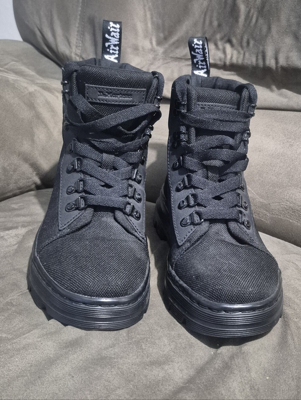 Dr. Martens Combs W Black Canvas Lace Up Combat Boots Women's US 6 EU 37 - Picture 2 of 8